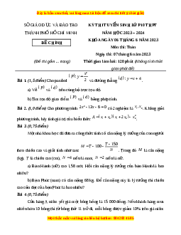 Đề chính thức Toán vào 10 TP Hồ Chí Minh năm 2023 - 2024