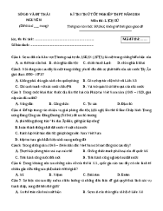 Đề thi thử tốt nghiệp Lịch sử Sở Giáo dục Thái Nguyên năm 2024