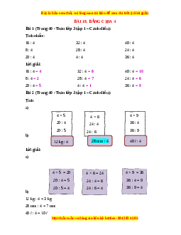 Giải Sgk Toán lớp 3 Bài 18: Bảng chia 4 (Cánh diều)