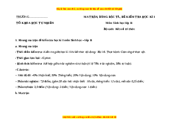 Đề thi cuối kì 1 Sinh học 11 Kết nối tri thức - Đề 1