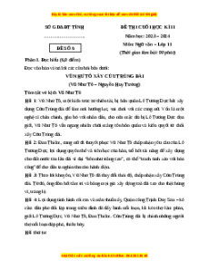 Đề thi cuối kì 2 Ngữ văn 11 Cánh diều (Đề 6)