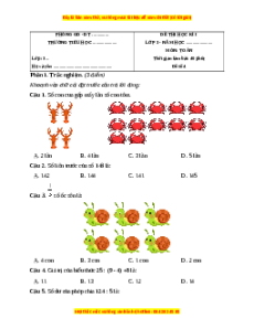 Đề thi cuối kì 1 Toán lớp 3 Cánh diều - Đề 4