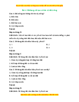 Trắc nghiệm Bài 4: Sử dụng, cải tạo và bảo vệ đất trồng