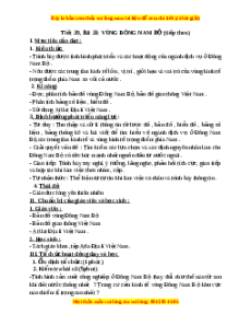 Giáo án Bài 33 Địa lí 9: Vùng Đông Nam Bộ (tiếp theo)