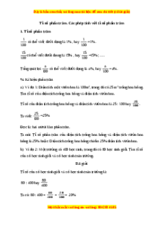 Lý thuyết Tỉ số phần trăm Toán 5