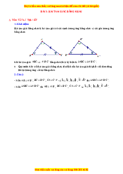 Chuyên đề Hai tam giác bằng nhau Toán 7 Cánh diều