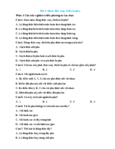 Trắc nghiệm Bài 3: Mạch điện xoay chiều ba pha Công nghệ 12 Điện-Điện tử Kết nối đúng sai, trả lời ngắn 2025