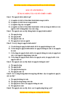 Trắc nghiệm Sử dụng hợp lí tài nguyên thiên nhiên Sinh học 9