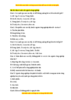 Trắc nghiệm Bài 30 Địa lí 10 Chân trời sáng tạo: Địa lí các ngành công nghiệp