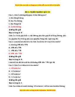 Trắc nghiệm Địa lí 7 Bài 1 Chân trời sáng tạo: Thiên nhiên châu Âu