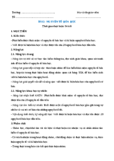 Giáo án Bài 2 Hóa học 7 Cánh diều: Nguyên tố hóa học