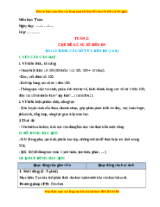 Giáo án Bảng các số từ 1 đến 100 Toán lớp 1 Kết nối tri thức