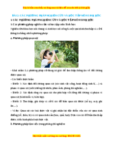 Lý thuyết Sinh học 10 Chân trời sáng tạo Bài 2: Các phương pháp nghiên cứu và học tập môn Sinh học