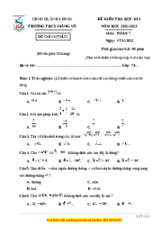 Đề thi cuối kì 1 Toán 7 Kết nối tri thức trường THCS Giảng Võ