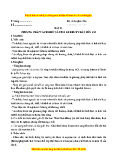 Giáo án Phương pháp tách biệt và tinh chế hợp chất hữu cơ Hóa học 11 Kết nối tri thức
