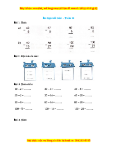 Bài tập cuối tuần Toán lớp 2 Tuần 12 Cánh diều (có lời giải)