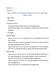 Giáo án Phương sai và độ lệch chuẩn của mẫu số liệu ghép nhóm Toán 12 Chân trời sáng tạo