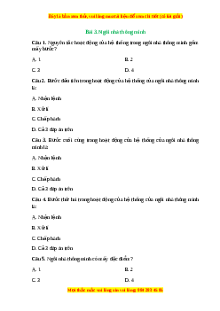 Trắc nghiệm Bài 3 Công nghệ 6 Kết nối tri thức: Ngôi nhà thông minh