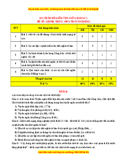 Đề thi giữa kì 1 Lịch sử 11 Cánh diều (đề 1)