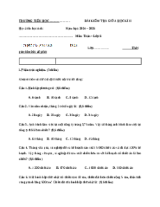 Đề thi Giữa kì 2 Toán lớp 5 Chân trời sáng tạo (Đề 4)