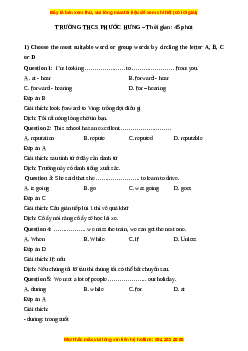 Đề thi giữa kì 1 Tiếng Anh 9 trường THCS Phước Hưng