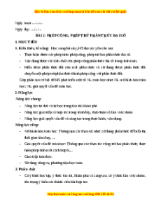 Giáo án Phép cộng, phép trừ phân thức đại số Toán 8 Cánh diều