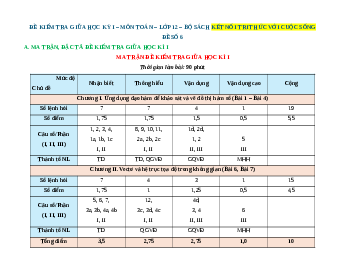 Đề thi giữa kì 1 Toán 12 Kết nối tri thức (Đề 6)