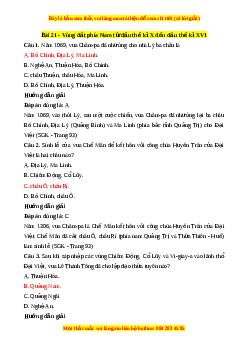 Trắc nghiệm Lịch sử 7 Bài 21 Chân trời sáng tạo: Vùng đất phía nam từ đầu thế kỉ X đến đầu thế kỉ XVI