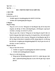 Giáo án chuyên đề Bài 2: Phương pháp tách chiết DNA Sinh học 12 Kết nối tri thức