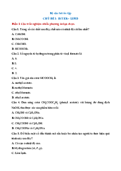 Bài tập ôn tập + Đề kiểm tra Hóa học 12 Cánh diều theo chương