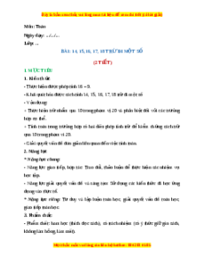 Giáo án 14,15,16,17,18 trừ đi một số Toán 2 Chân trời sáng tạo