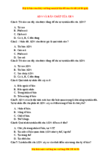 Trắc nghiệm ADN và bản chất của gen Sinh học 9