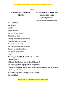 Đề thi cuối kì 1 Ngữ văn 9 - Đề 10