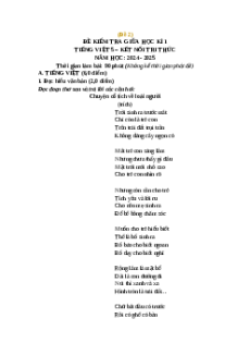 Đề thi giữa kì 1 Tiếng Việt lớp 5 Kết nối tri thức (Đề 2)