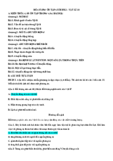 Đề cương ôn tập Cuối kì 1 Vật lí 10 Chân trời sáng tạo