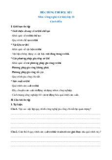 Đề cương ôn tập Cuối kì 1 Công nghệ cơ khí 11 Cánh diều (có đáp án)