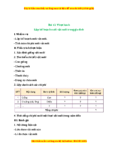 Lý thuyết Bài 13: Thực hành Lập kế hoạch nuôi vật nuôi trong gia đình