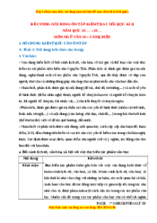Đề cương ôn tập cuối kì 2 Ngữ văn 10 Cánh diều