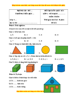 Đề thi cuối kì 1 Toán lớp 1 Kết nối tri thức (Đề 2)