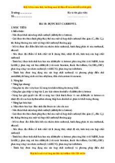 Giáo án Hợp chất carbonyl Hóa học 11 Cánh diều