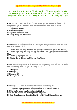 Trắc nghiệm Bài 29 Lịch sử 9: Cả nước trực tiếp chiến đấu chống Mĩ, cứu nước (1965 - 1973)