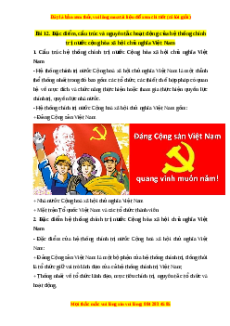 Lý thuyết Kinh tế pháp luật 10 Chân trời sáng tạo Bài 12: Đặc điểm, cấu trúc và nguyên tắc hoạt động của hệ thống chính trị nước Cộng hòa xã hội chủ nghĩa Việt Nam