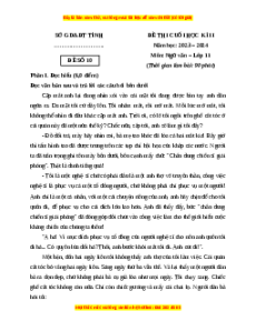 Đề thi cuối kì 2 Ngữ văn 11 Chân trời sáng tạo (Đề 10)