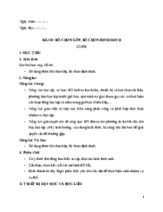 Giáo án Chủ đề F Bài 10 Tin học 12 Cánh diều: Bộ chọn lớp, bộ chọn định danh