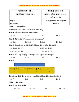 Đề thi cuối kì 2 Toán lớp 1 Kết nối tri thức (Đề 9)
