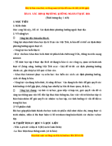 Giáo án Bài 8 Địa lí 6 Cánh diều (2024): Xác định phương hướng ngoài thực địa