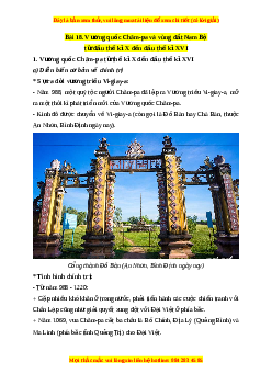 Lý thuyết Lịch sử 7 Kết nối tri thức Bài 18: Vương quốc Chăm-pa và vùng đất Nam Bộ từ đầu thế kỉ X đến thế kỉ XVI