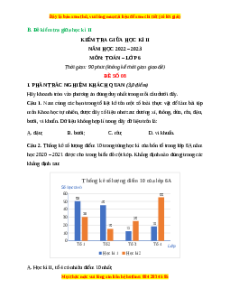 Đề thi giữa kì 2 Toán 6 Cánh diều (Đề 8)