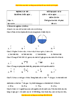 Đề thi cuối kì 2 Toán lớp 4 Cánh diều - Đề 1