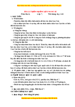 Giáo án Bài 23 Địa lí 7 Chân trời sáng tạo: Thiên nhiên châu Nam Cực